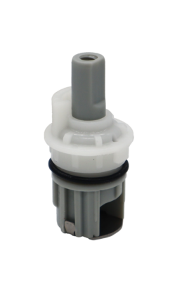 Light grey and white cartridge with black oring and stainless bottom.