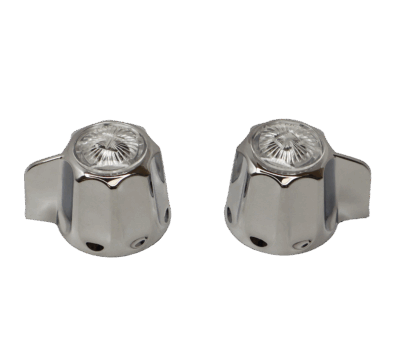 Chrome handles with acrylic index buttons.