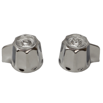 Chrome handles with acrylic index buttons.