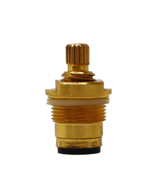 Bright brass cartridge with plastic o-ring black rubber washer with brass screw.