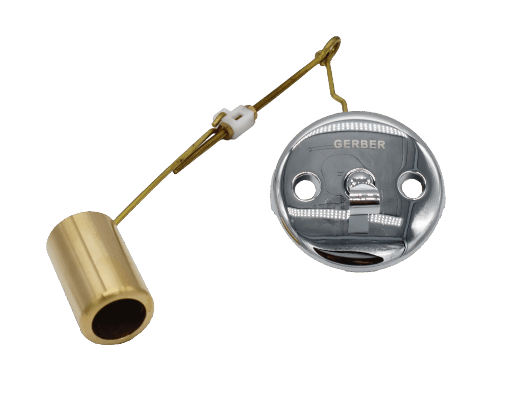 Bright chrome face plate trip lever with solid brass bucket and threaded brass linkage.