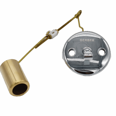 Bright chrome face plate trip lever with solid brass bucket and threaded brass linkage.