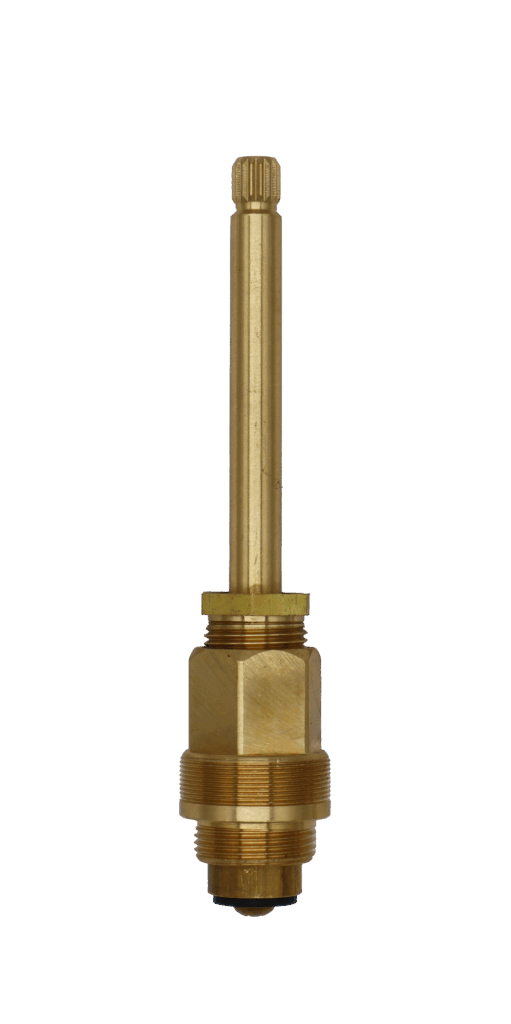 Bright brass stem with black washer and brass screw.