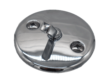 Bright chrome bath tub trip lever with 2 chrome screws.