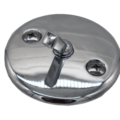 Bright chrome bath tub trip lever with 2 chrome screws.