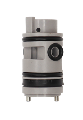 Grey plastic cartridge with black rubber o-rings.