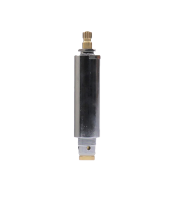 Polished chrome body with bright brass stem with black bottom washer with brass screw.