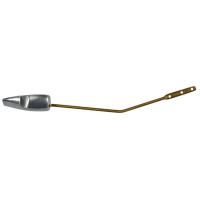 Metal trip lever with white plastic nut and polished chrome metal lever handle.