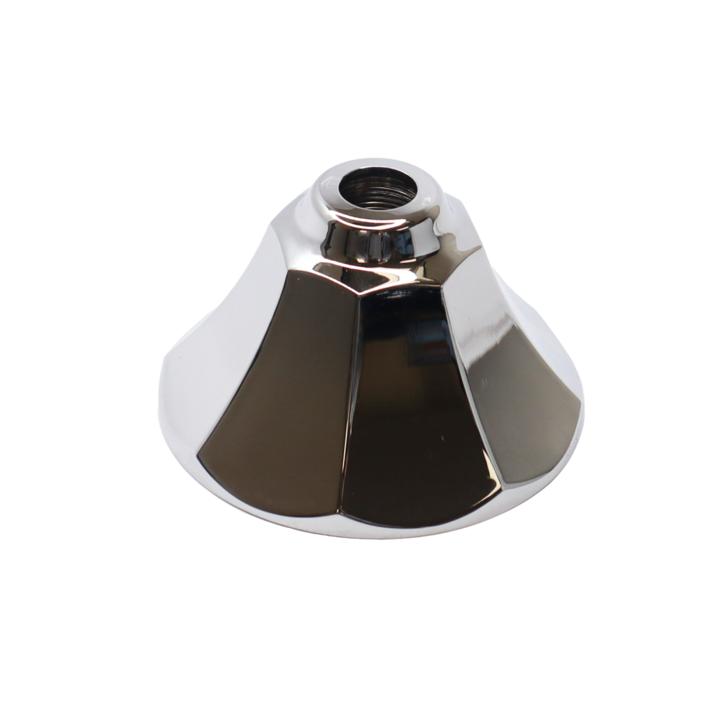 Ocatagon shaped polished chrome escutcheon.