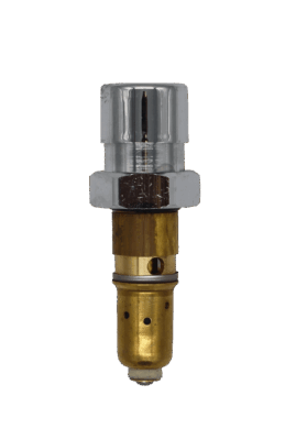 Bright brass body with polished chrome nut and pish button stainless washer white plastic washer and stainless screw.