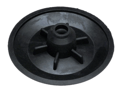 Black ruber disc that snaps on to flush valve to create a seal to prevent toilets from leaking into the bowl.