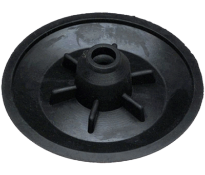 Black ruber disc that snaps on to flush valve to create a seal to prevent toilets from leaking into the bowl.