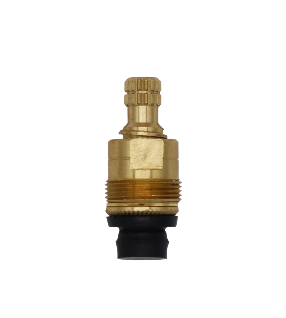 Bright brass stem with black rubber top hat washer.