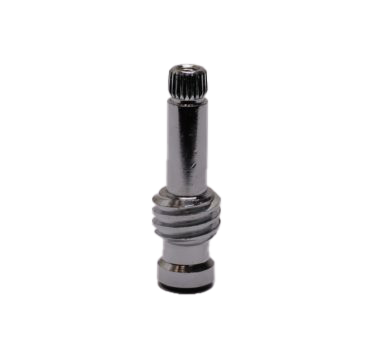 Polished chrome stem with black rubber washer and brass screw.