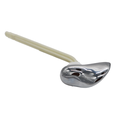 Polished chrome plastic trip lever with white plastic nut.