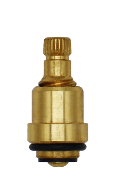 Bright brass stem with black oring black bottom washer and brass screw.