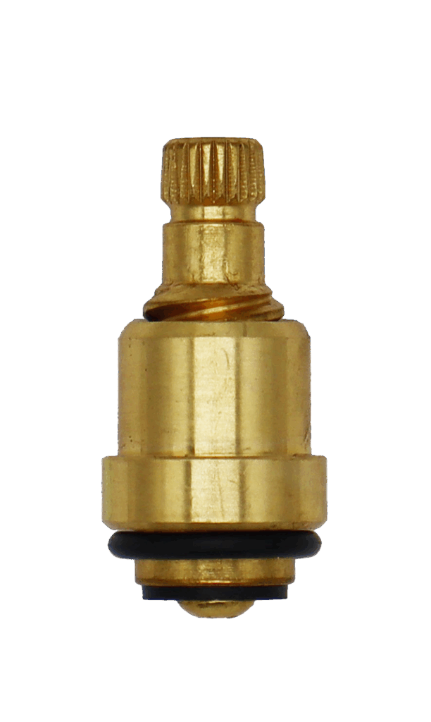 Bright brass stem with black oring black bottom washer and brass screw.