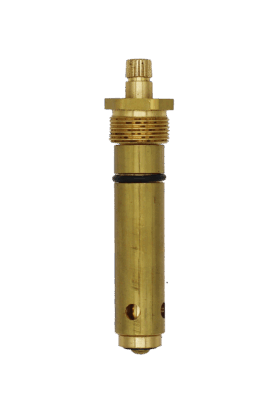 Bright brass stem with bras bonnet nut black o-ring black rubber washer and brass screw.