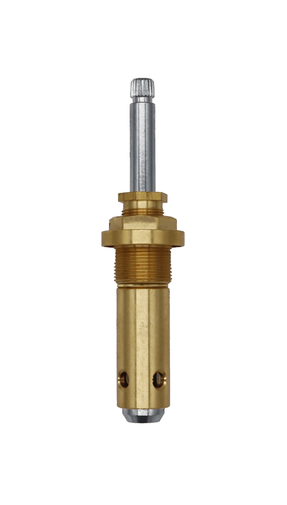 Polished chrome stem bright brass body and nut with thick rubber o-ring.