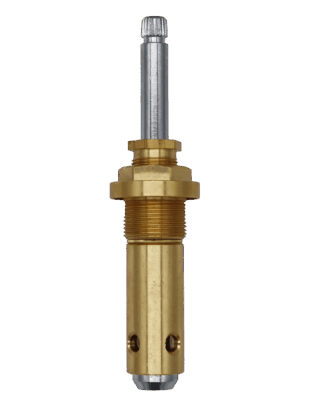 Polished chrome stem bright brass body and nut with thick rubber o-ring.