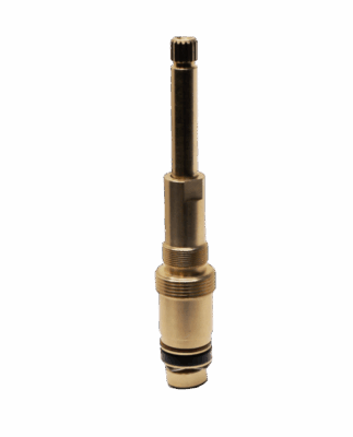Bright brass stem with brass washer black rubber washer stainless wave washer and brass screw.