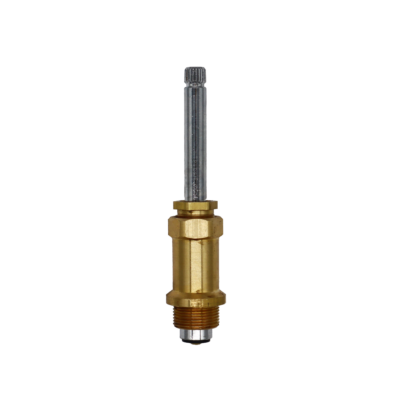 Bright brass stem body with polished chrome stem black rubber washer and brass stem.