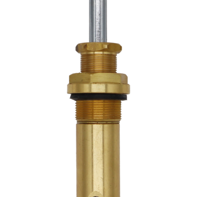 Brass body with chrome plated stem with black rubber o-rings.