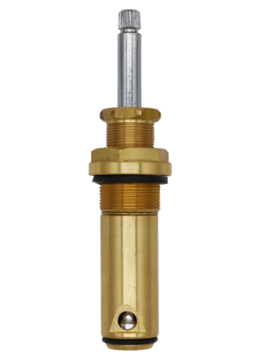 Brass body with chrome plated stem with black rubber o-rings.