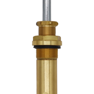 Brass body with chrome plated stem with black rubber o-rings.