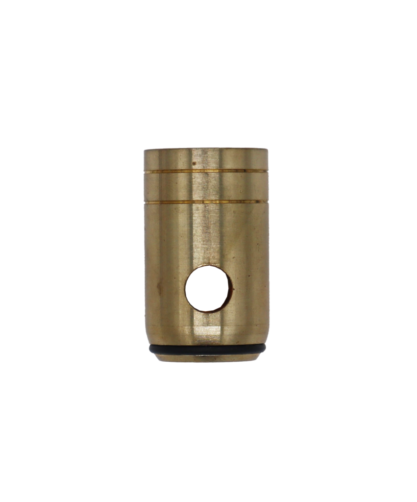 Brass stem barrel with black rubber o-ring.