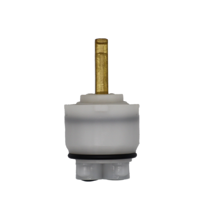 White plastic cartridge with brass stem and black o-rings.
