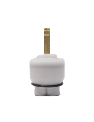 White plastic cartridge with brass stem and black o-rings.