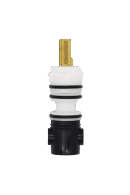 White plastic cartridge with brass stem black o-rings and bottom boot.