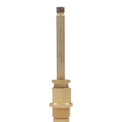 Bright brass stem with black rubber washer and brass screw.