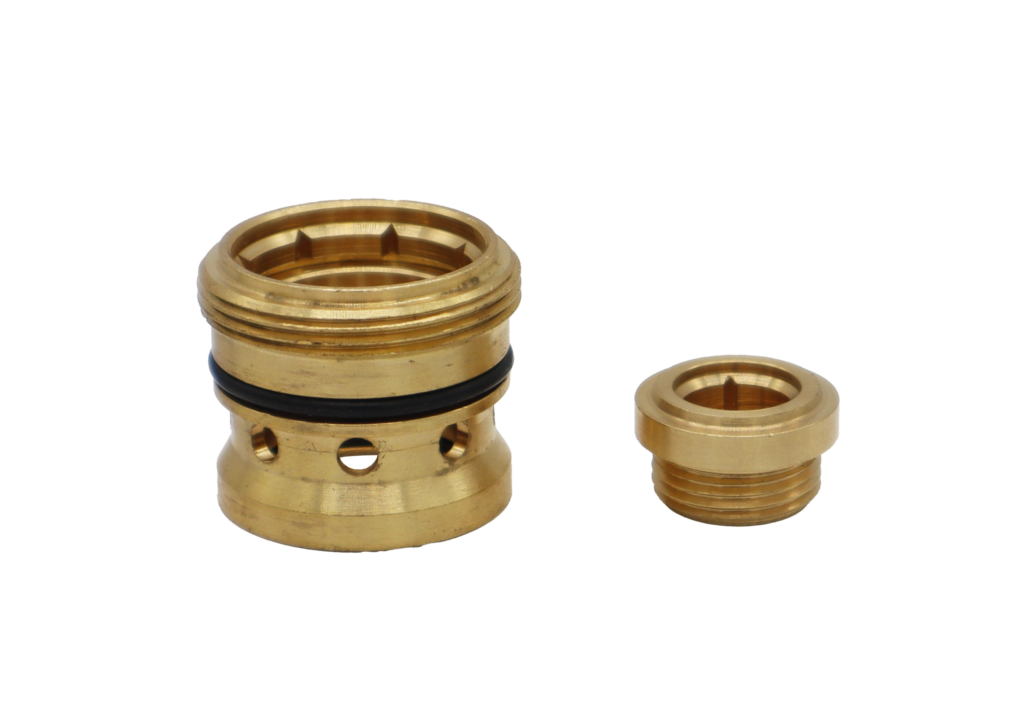 Bright brass faucet seats with black oring.