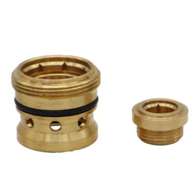 Bright brass faucet seats with black oring.