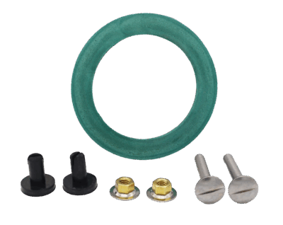 Gren foam rubber gasket with brass nuts metal screws and black rubber grommets
