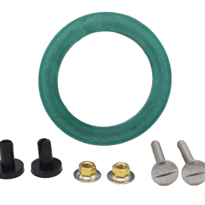 Gren foam rubber gasket with brass nuts metal screws and black rubber grommets