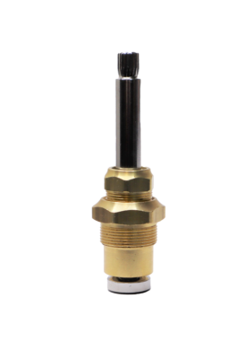 Polished chrome stem with brass body black rubber washer with brass screw.