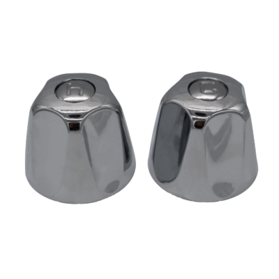 Bright polished chrome pair of handles for Speakman tub faucets.