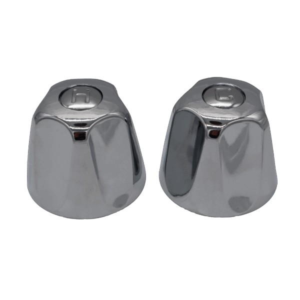 Bright polished chrome pair of handles for Speakman tub faucets.
