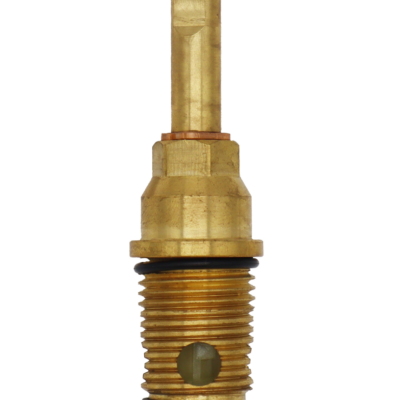 Bright brass valve with copper clip black rubber o-rings white plastic diverter washer.