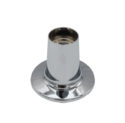 Polished chrome bell esctucheon with threaded connection.