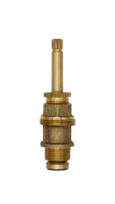 Brass stem unit with black washer and brass screw on the bottom.