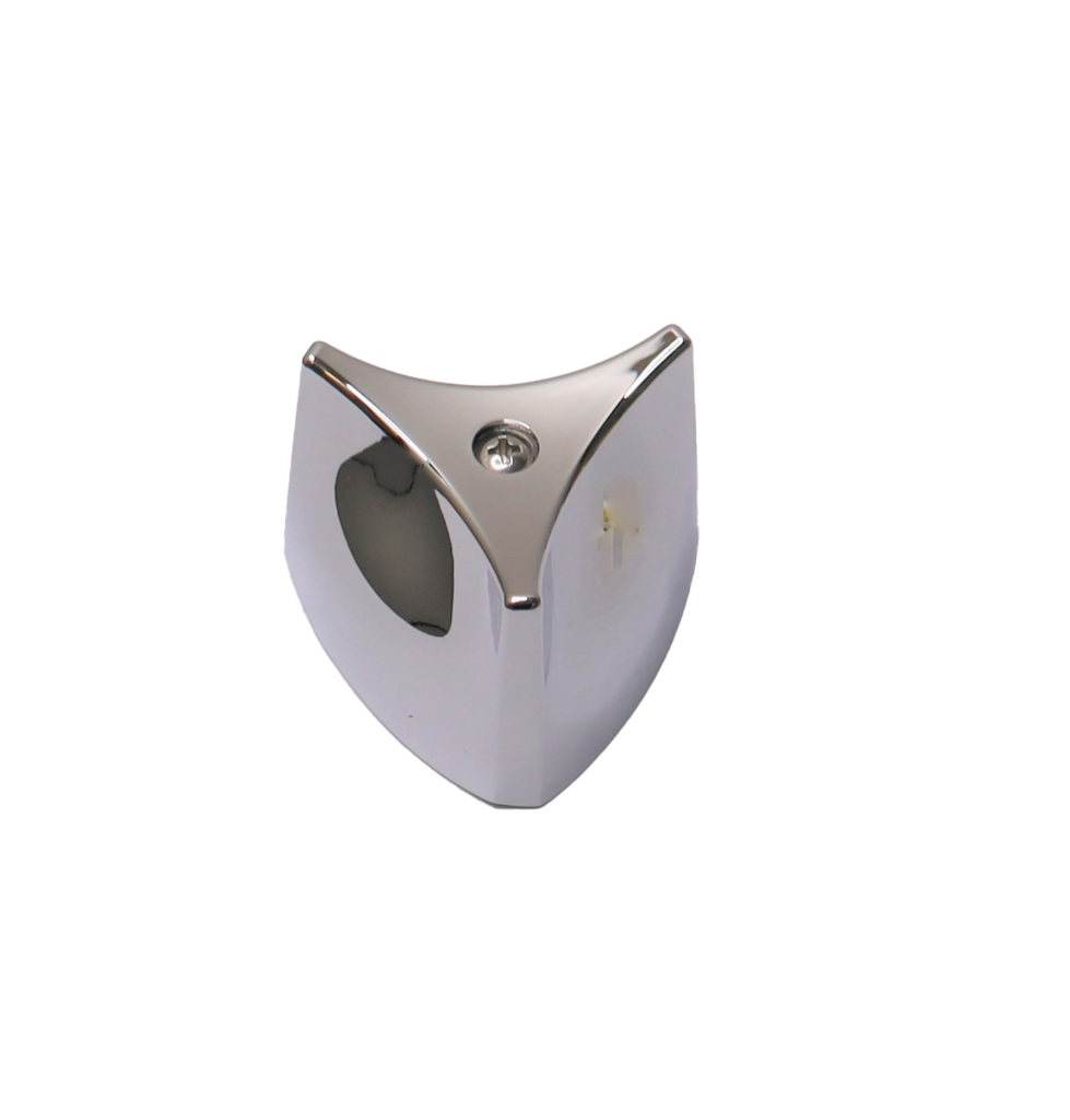 Polished chrome metal 3 sided handle with stainless screw.