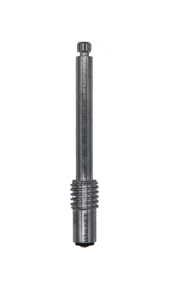 Bright polished chrome shower stem with black rubber bottom washer.