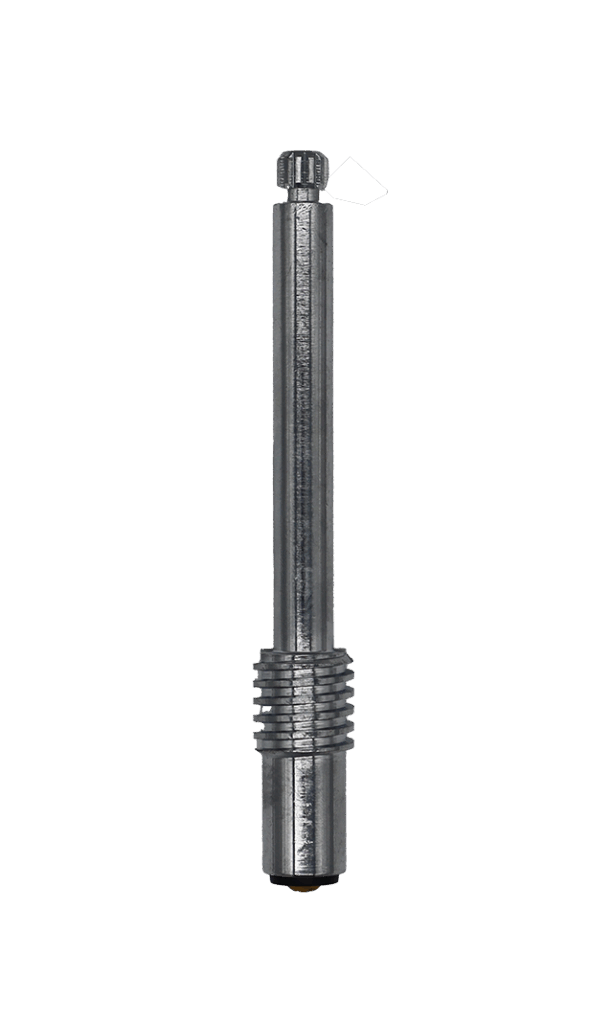 Bright polished chrome shower stem with black rubber bottom washer.