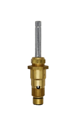 Bright brass body with polished chrome stem with black rubber washer and brass screw.