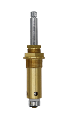 Brass diverter with polished chrome stem and bottom with rubber washer.