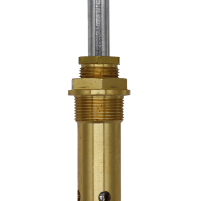 Brass diverter with polished chrome stem and bottom with rubber washer.